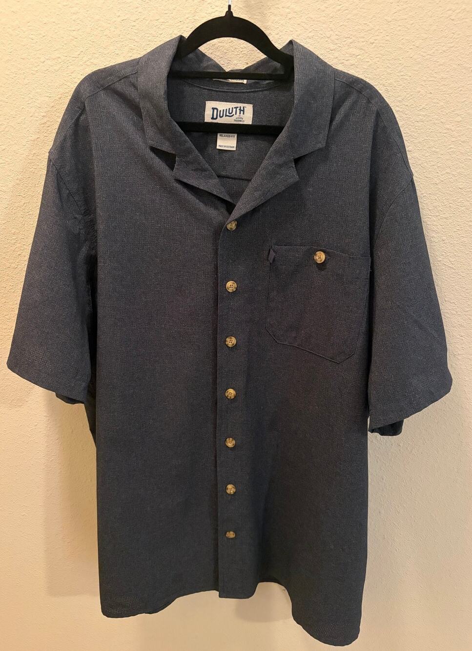 Duluth Trading Co Men’s XL Tall Blue Short Sleeve Button Up Shirt Relaxed Fit